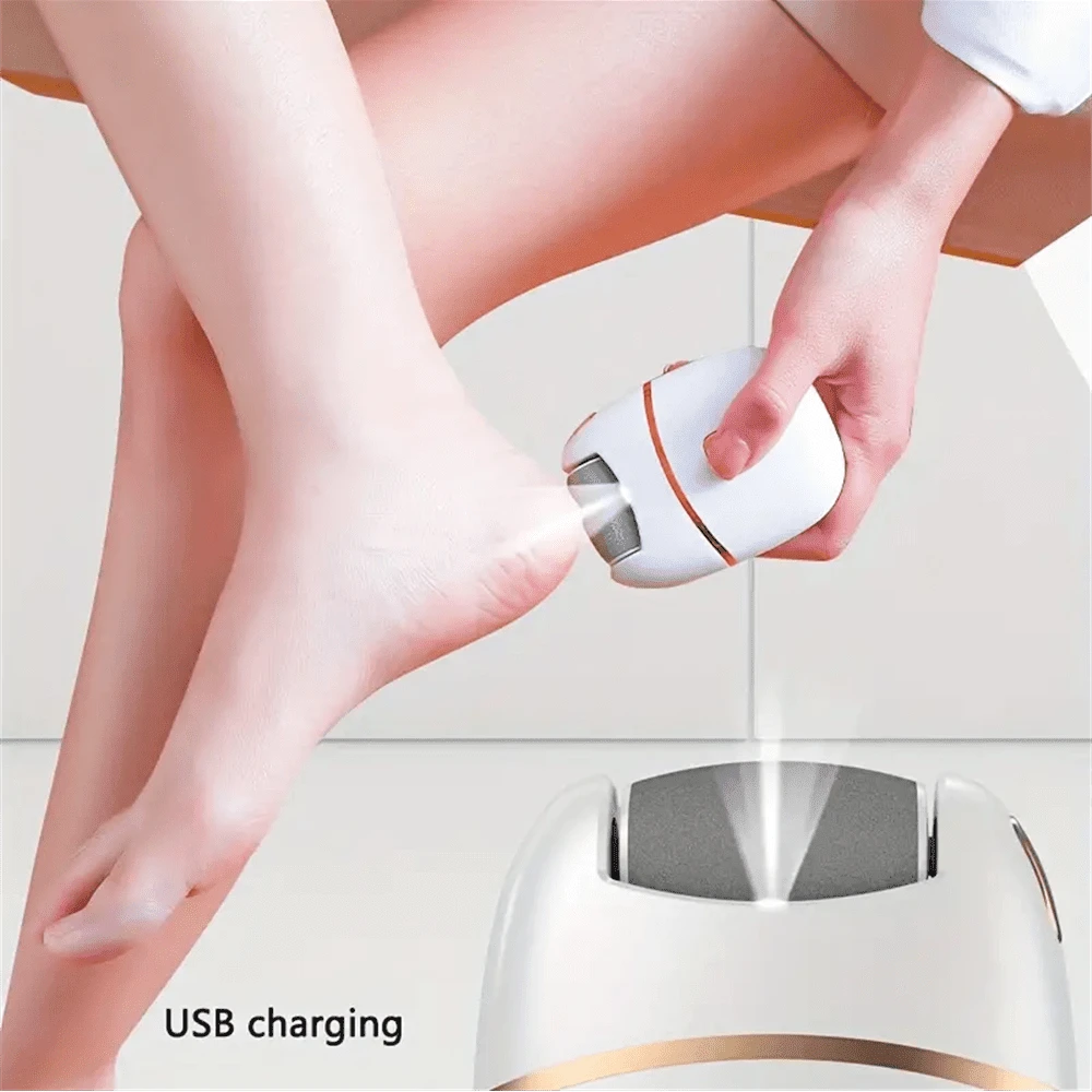 Electric Foot File, USB Rechargeable Lithium Battery (400mAh), 2-Speed Adjustable, LED Light, Cordless Design, Detachable Grinding Head, Suitable For Thick Skin, Portable Foot Care Beauty Tool, Low Voltage ≤36V, Rechargeable Battery, Easy To Use