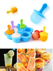 1pc Silicone 7-Cavity Ice Pop Mold, Silicone Multipurpose Ice Pop Mold, Ice Cream Mold, DIY Kids Homemade Popsicle Mold, Household Multifunctional Ice Cream Mold, Ice Maker, Kitchen, Ice Lolly, Fruit, Ice Cream, Ice, Ice Cube, Cake, Food, Ice Tray, Home, Summer Kitchen Supplies - Multicolor - View 5