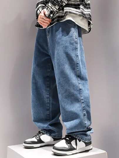 男童百搭蓝色牛仔裤，新款直筒长裤，青少年百搭休闲裤，适合所有季节