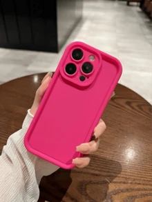 Funda de teléfono minimalista de TPU mate color rojo rosa, anti-caída y anti-golpes, compatible con Apple 15/14/13/12/11/7/8/PLUS/XSMAX/XR/XS/X, versión internacional, no la versión nacional - Rosa Fucsia - Ver 5