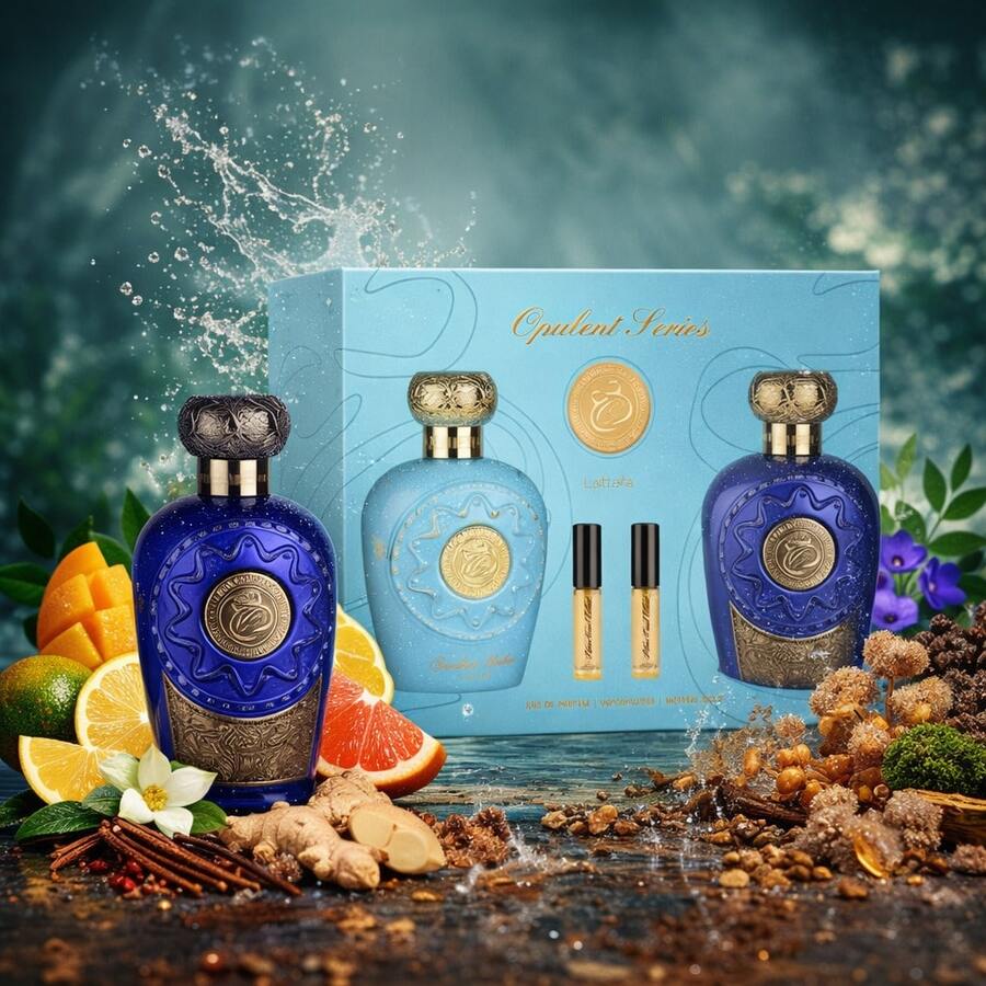 LATTAFA COFFRET CADEAU OPULENT DUBAI 100ML & BLUE OUD ELIXIR 100ML EAU ...