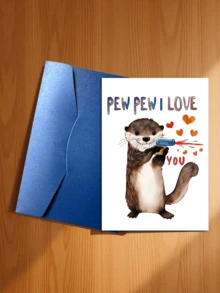 2pcs/Set Cute & Funny Otter Love Letter Cards, Birthday Cards, Invitation Cards With Envelopes, Suitable For Couples, Spouses, Valentine's Day, Anniversary, Christmas, Father's Day - Gift For Husband, Wife, Girlfriend, Boyfriend Or Anyone - Perfect For Romantic Occasions, Singles Party, Ball, Loved Ones - Ideal Choice For Couples - B - View 16