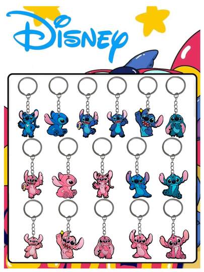 16/8pcs Stitch Silicone Keychain, Cute Bag Accessories, Car Decor, Unisex, Hanging Bag Gift, Valentine's Day Car Decor, Packaging Decor, Backpack Pendant, Suitable For School, Birthday Gift Creative Packaging Decor, Car Decor Packaging Decor