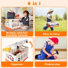 Kids Tool Bench Set 4-In-1 Transformable Construction Toys - Orange - View 6