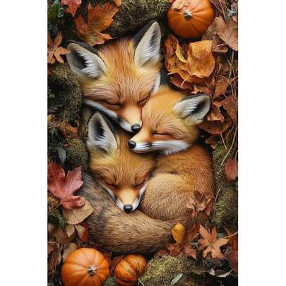 5D DIY Full Drill Diamond Painting Kit, Forest Fox Animal Theme, Embroidery Mosaic Art, Suitable For Room Wall Decor And Home Decoration, Perfect Gift For Valentine's Day And Birthday