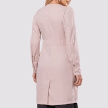 Women's Long Sleeve Button Gabardine Lab Coat Oli - Beige - View 2