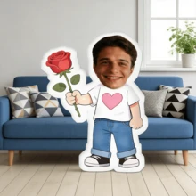 1pc Customized Photo Throw Pillow, Personalized Cushion, Can Customize Interesting Patterns, Double-Sided 3D Pillow, Suitable For Parents/Family/Her/Him/Girlfriend/Boyfriend Gift, Couple Birthday Gift - Men In Heart-shaped T-shirts - View 7