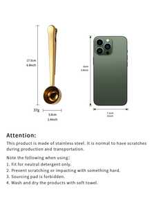 1pcs Two-In-One Stainless Steel Coffee Spoon, Sealing Clip; Kitchen Gold Accessory,Cafe Espresso Decoration Multifunctional Coffee Bean Measuring Spoon, Milk Powder, Flour, Food Sealing Clip Spoon - Vàng - Xem 3