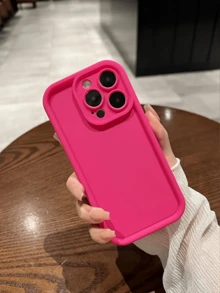 Funda de teléfono minimalista de TPU mate color rojo rosa, anti-caída y anti-golpes, compatible con Apple 15/14/13/12/11/7/8/PLUS/XSMAX/XR/XS/X, versión internacional, no la versión nacional - Rosa Fucsia - Ver 2