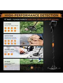 SUNPOW Professional Metal Detector Combo: Upgraded Rechargeable Lithium Battery Pinpointer Wand & Full-Size Detector With LCD Depth Display | 4 Modes, Audio/Vibration Alert For Beach, Gold & Relic Hunting - MD13+Liion Pinpointer - 查看 6
