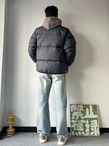 Nike Sportswear Club Therma-FIT Down Jacket With Logo Lettering, Warm Stand Collar, Loose Fit, Men's Style - Black - View 7