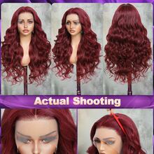 32 Inch 200% Density Body Wave Lace Front Wigs Human Blended Hair #BUG Burgundy Pre Plucked 13x4 HD Transparent Lace Frontal Wig With Baby Hair 200% Density Brazilian Virgin Lace Front Wigs For Women - SBUG - View 2