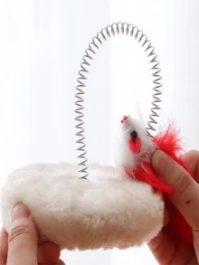 1pc Random Color Cat Teaser Wand Toy, Interactive Realistic Mouse Toy With Spring & Round Base, Small Cat Scratching Pad & Climbing Frame Indoor Cat Toy - Multicolor - View 16