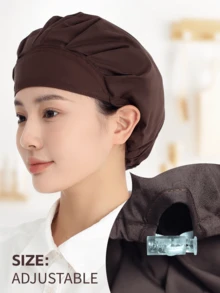 2pcs Solid Color Casual Polyester Chef Hat, Home Daily Spring/Summer Anti-Oil Smoke Dust Baking Work Cap - Red - View 5