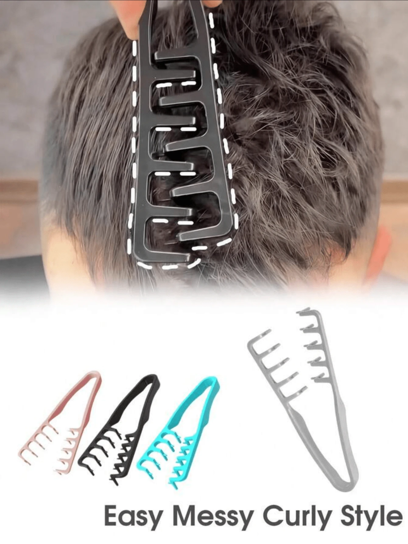 1pc Volumizing Wide-Tooth Comb - Suitable For Men, Fluffy Texture, Made Of ABS Plastic With Textured Handle, Fits All Hair Types, Great For Household Use