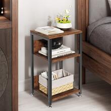 Mesas Auxiliares,40*30*65cm Mesita de Noche para Recámara, Mesa Auxiliar de 3 Niveles, Mesa Noche con Panel Trasero,Mesa De Centro Estante Organizador Mesa Auxiliar Para Sala Repisa De Madera Estante Organizador Mesa Auxiliar Para Sala Mesas Para Jardin Repisa Deestante Organizador Mesa Auxiliar - Granate - Ver 6