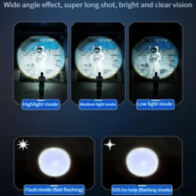 1 szt. Latarka LED o dużej mocy, latarka taktyczna ładowana przez USB, superjasny reflektor o dużym zasięgu, odpowiednia do wędkowania na świeżym powietrzu i pieszych wędrówek - Jak pokazano na rysunku - Zobacz 4