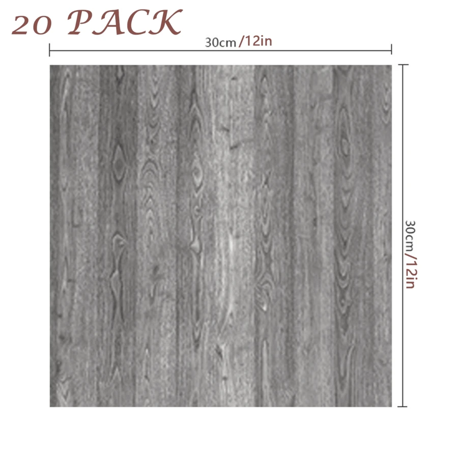 20 Packs Of Peel And Stick Floor Tiles Self-Adhesive Floor Tiles, 20 Pieces - 12 Inches X 12 Inches (30*30cm/11.81 X 11.81 Inches, Covering Area 1.8m2/19.38ft2), Marble Tile - Peel And Stick, DIY Kitchen, Dining Room, Bedroom Bathroom Flooring. (Gray Wood Grain, White Marble Grain, Black Marble Grain, Light Gray Wood Grain, Reddish Brown Wood Grain, Brown Wood Grain, Light Brown Wood Grain) - 灰色 - 查看 1