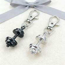 2个逼真银黑色哑铃钥匙扣，适合健身爱好者的配件，送给男友/朋友的热门小礼物，汽车配件，女士礼物，男士礼物，手机配件 - 彩色 - 查看 4