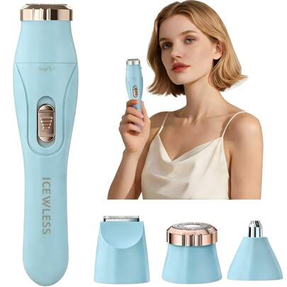 3-In-1 Rechargeable Electric Shaver For Women - Painless Trimming For Face, Nose Hair, Eyebrows, Beard, Arms, Legs, Underarms And Bikini Area - Portable Body Hair Grooming Kit, Rechargeable Grooming Set, Holiday Gift, 150mAh