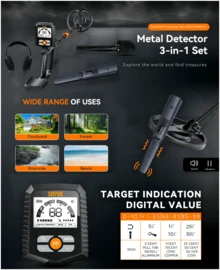 SUNPOW Professional Metal Detector Combo: Upgraded Rechargeable Lithium Battery Pinpointer Wand With LED Display & Full-Size Detector With LCD Depth Display | 4 Modes, Audio/Vibration Alert For Beach, Gold & Relic Hunting - MD13+LCD Li Pinpro - View 4