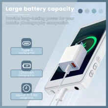 Magnetyczny monitor do vlogów – ładowalny magnetyczny ekran do selfie i vlogów | 3,6 V, podwójne zasilanie (bateria/USB), kompatybilny z telefonami z systemem iOS i Androidem | Do transmisji na żywo, tworzenia treści, selfie, w stylu głośnika (3,97 cala), 1250 mAh - Biały - Zobacz 6