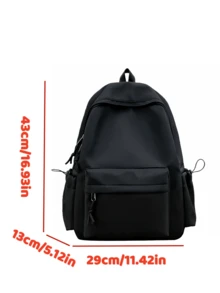 New Korean Style Chic Minimalist Casual Backpack, Durable And Versatile - Black - View 5