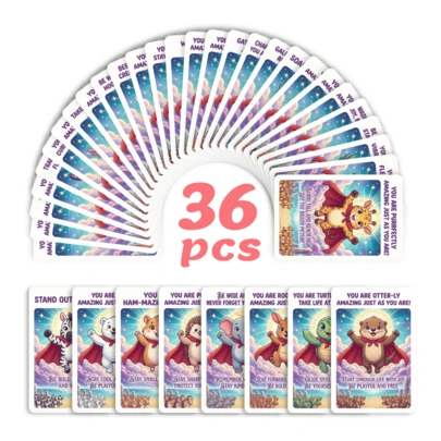 Animal Artful Inspiration Card Set - 36PCS Watercolor & Floral Affirmation Cards With "Rise, Shine, Conquer", Desk Decor & Motivational Gift For Adults