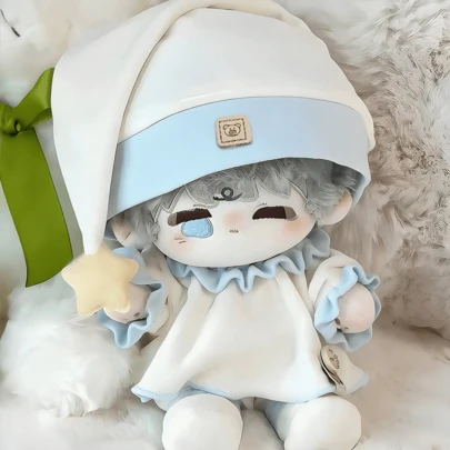 20厘米娃娃服装套装，4件套睡衣，包含上衣、裤子、帽子、袜子，可爱套装，娃娃换装服装，可爱小物，毛绒玩具娃娃服装，派对礼物，生日礼物（不含娃娃）