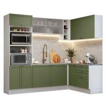 Cocina Integral Completa Modular Madesa Vik 399cm BV - Blanco y Verde - Ver 12