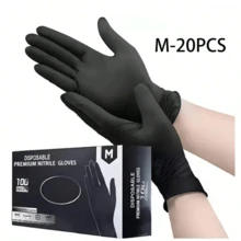 100pcs Nitrile Disposable Gloves-Latex Free, Non Rubber Gloves For Cleaning, Cooking, Food Prepping, Professional Protective Gloves - 黑色 - 查看 13