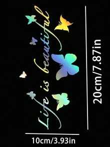 1pc Fashion Butterfly Car Sticker, Reflective Butterfly Flower Eyebrow Engine Hood Car Decal - Butterfly Car Decals - View 6