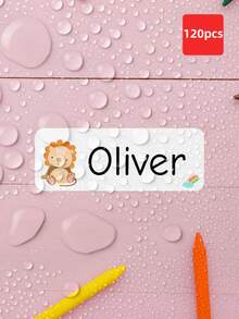 1-240 piezas Pegatinas de papelería personalizadas - Etiquetas con nombre personalizadas, pegatinas con texto personalizado, pegatinas resistentes al agua y al aceite, pegatinas transparentes, etiquetas reutilizables sin planchar, pegatinas con patrones de animales de dibujos animados, perfectas para loncheras de estudiantes, papelería - Estilo 1 - Ver 21