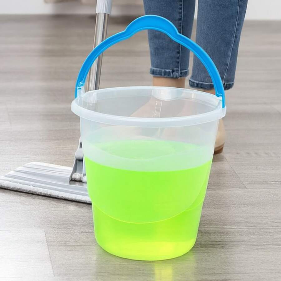 1 pieza Cubeta de agua portátil 10 litros, cubo de lavado de autos de plástico y silicona, cubo de almacenamiento de agua y riego para el hogar - Trasparente - Ver 1
