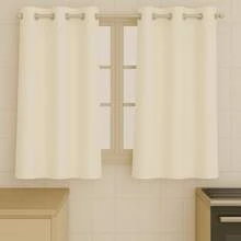 Oxford Kitchen Curtain, Plain And Patterned, 2.00 X 1.50 – Charm And Practicality - Rơm - Xem 1