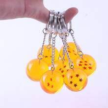 1pc Anime Crystal Ball Keychains - 7 Stars Design, With Dragon Shenron Hanging Accessories - Multicolor - View 2