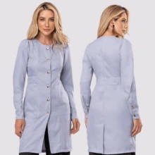 Jaleco Feminino Gabardine Botão Manga Longa Oli - Cinza Claro - Visão 2