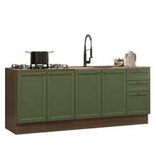 Kit 2 Muebles De Cocina Madesa Vik 200cm Sin Lavadero MV - Marrón y Verde - Ver 12