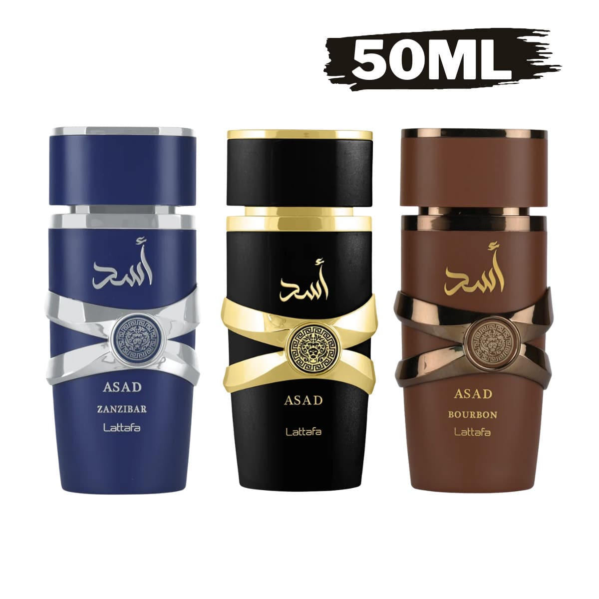 Lattafa Set: Asad Noir & Asad Zanzibar & Asad Bourbon Eau De Parfum 50ml - Set 3 Asad - View 1