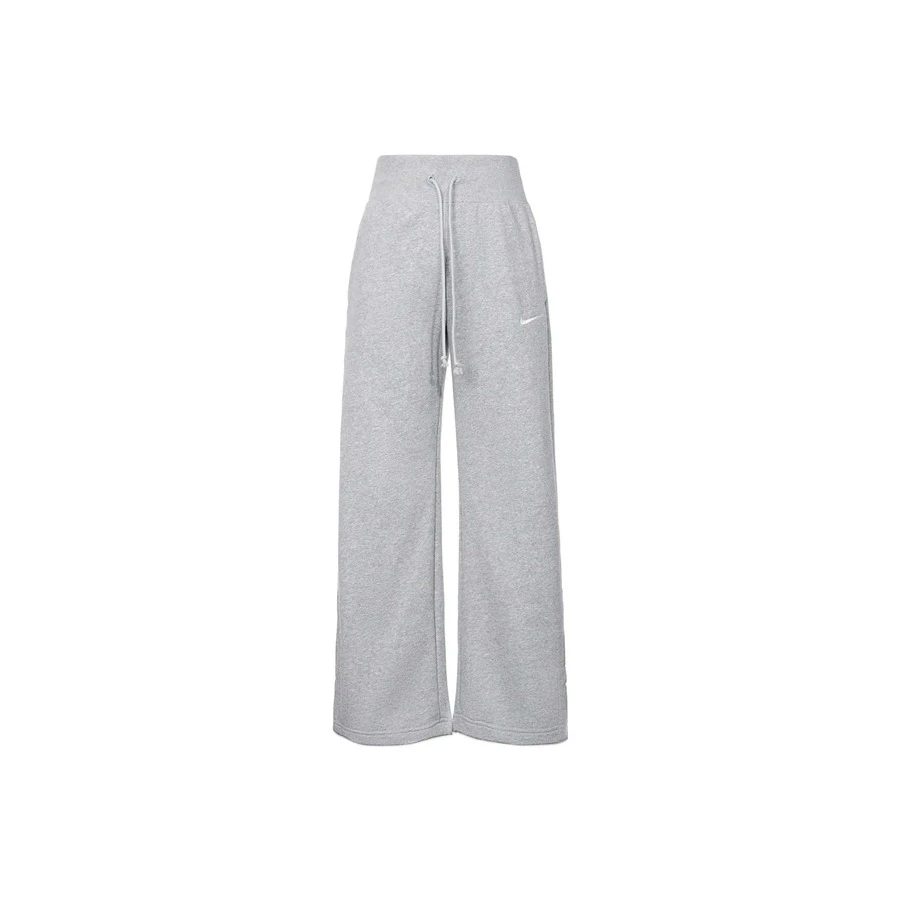 Nike Sportswear Phoenix Fleece 純色繫帶高腰寬腿針織運動褲 女款 灰色 - 灰色 - 查看 1