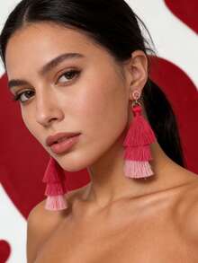 1 Pair Elegant Minimalist Tassel Cake-Style Pendant Earrings, Suitable For Valentine's Day, Engagement, Casual Daily Wear - Tassel Earrings - View 1