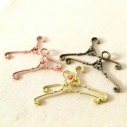 Mini Gold, Rose Gold, Bronze Clothes Hangers - Suitable For Doll Wardrobes, Miniature Fashion Displays, Model House Decor, Valentine's Day Doll Outfits