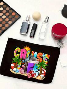 Bộ túi đi biển in hình phong cách du lịch biển - 3 món màu đen gồm ((Túi tote + Túi nhỏ + Dép đi biển)) cho kỳ nghỉ hè, bộ túi du lịch biển mùa hè - Nhiều màu - Xem 6