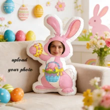 Customizable Cat Photo Pillow DIY Pet Memorial Gift 3D Animal Image Pillow Personalized Lost Dog Gift Dog Photo Cushion Christmas Gift - Easter Pink Bunny - View 4