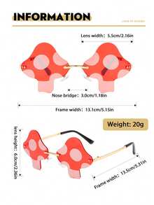1pc Asymmetrical Mushroom/Flame Handmade Rhinestone Fashion Glasses, Y2K Streetwear Party Decor Rimless For Women, Halloween, Christmas, Dopamine Holiday Party Outfit Accessory - Multicolor - View 7
