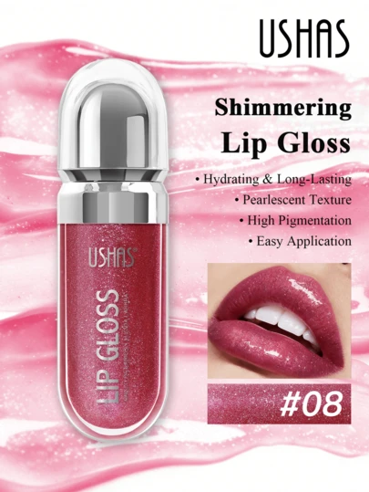  Brillant à lèvres perlé scintillant USHAS, texture nourrissante et lisse avec un fini miroir, teinte à lèvres longue tenue et facile à appliquer, séchage rapide et non collant, rouge à lèvres liquide étincelant, convient pour les fêtes, les vacances et le maquillage quotidien, cadeau de Noël et de la Saint-Valentin