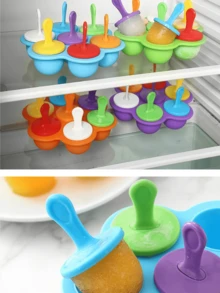 1pc Silicone 7-Cavity Ice Pop Mold, Silicone Multipurpose Ice Pop Mold, Ice Cream Mold, DIY Kids Homemade Popsicle Mold, Household Multifunctional Ice Cream Mold, Ice Maker, Kitchen, Ice Lolly, Fruit, Ice Cream, Ice, Ice Cube, Cake, Food, Ice Tray, Home, Summer Kitchen Supplies - Multicolor - View 11