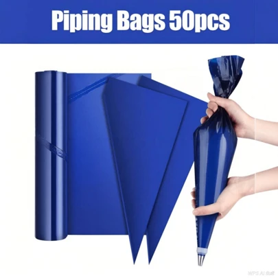 50pcs/Pack, Thickened High Capacity Piping Bags, Non-Slip Design, High Quality, Easy To Roll Up And Store - Continuous Roll Decorative Piping Bags, Thickened Plastic Pastry Bags For Piping And Frosting, Suitable For DIY Cookie Making, Cake Decorating, Baking Tools, Kitchen Gadgets, Kitchen Accessories, Household Kitchen Supplies