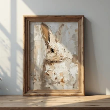 لوحة جدارية فنية عتيقة، طباعة على قماش، أرنب صغير جذاب، لوحة أرنب تجريدية، فن حيواني، فن جداري للربيع، ديكور عيد الفصح، ملصق عيد الفصح، ديكور منزل ريفي، مؤطر أو غير مؤطر، ديكور غرفة، ديكور منزلي، ديكور شقة سكنية للطلاب، هدايا لديكور الجدران في الفندق، المنزل، غرفة المعيشة، غرفة النوم، الحمام والمكتب - A - مشاهدة 3