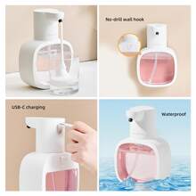 White Foaming Touchless Automatic Soap Dispenser – 500ml Hand Soap Dispenser, Wall-Mountable & Countertop, USB Rechargeable, Adjustable Foam Volume, Waterproof, Perfect For Home Or Small Offices, Pet Care, Stylish Gift Option - 白色泡沫 - 查看 3